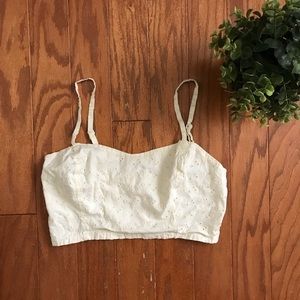 PINS & NEEDLES Cream Ivory eyelet Crop Tank Top